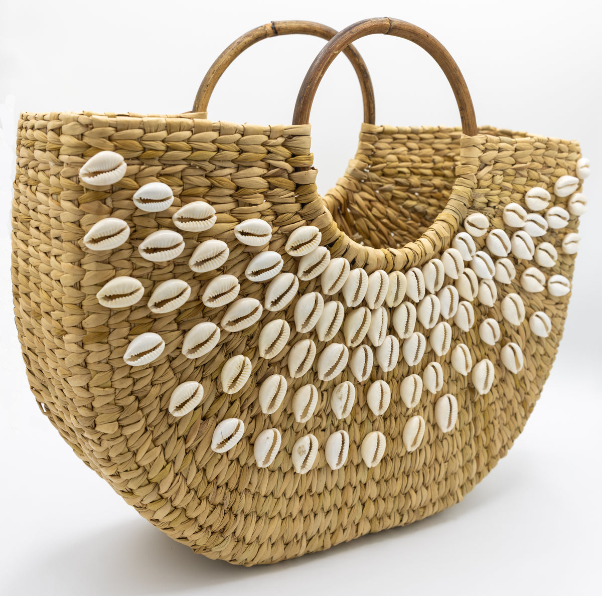 Shell Bloom Handcrafted Round Handle Straw Large Tote