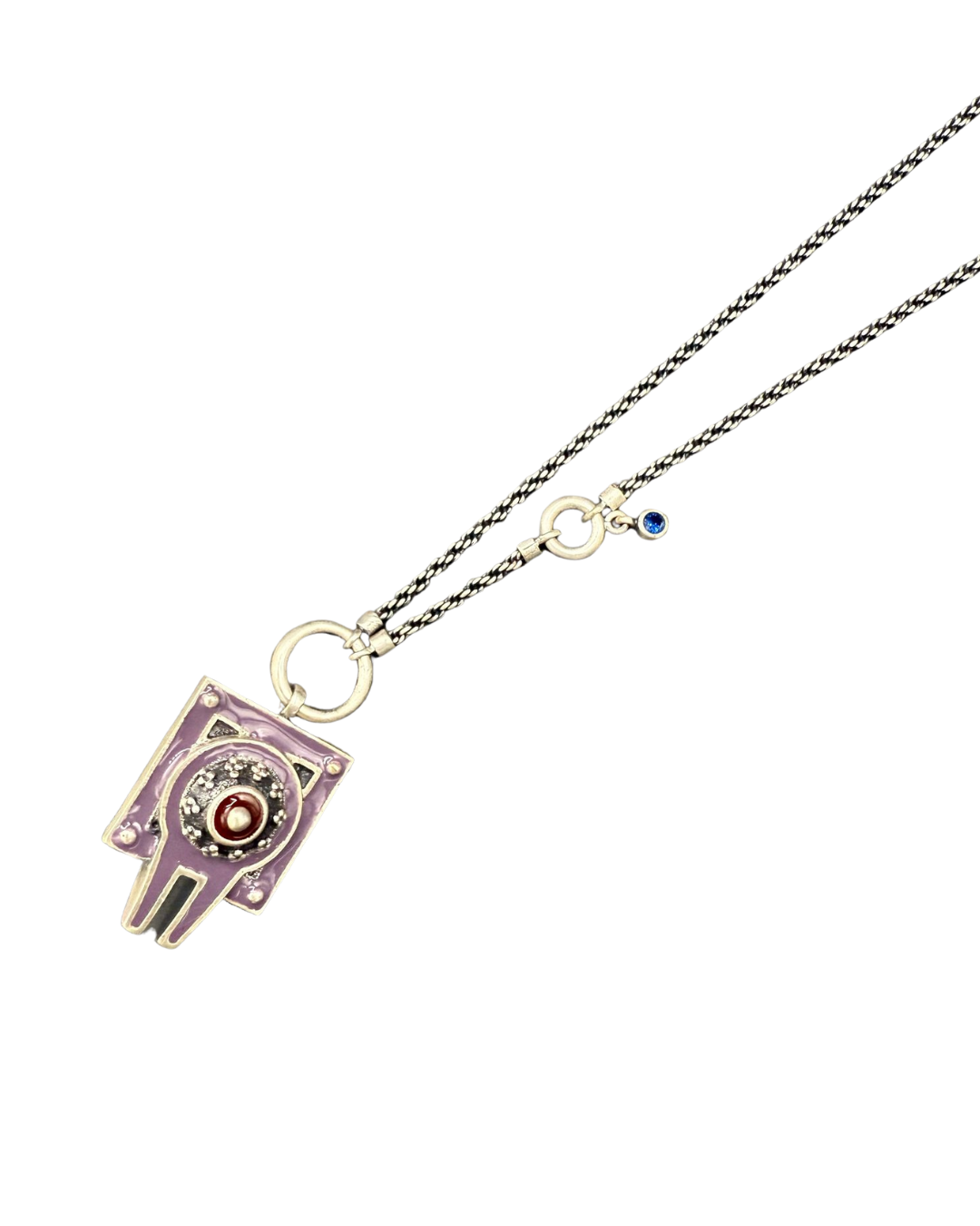 Purple Enamelled Dual-Sided Shivling Pendant Necklace
