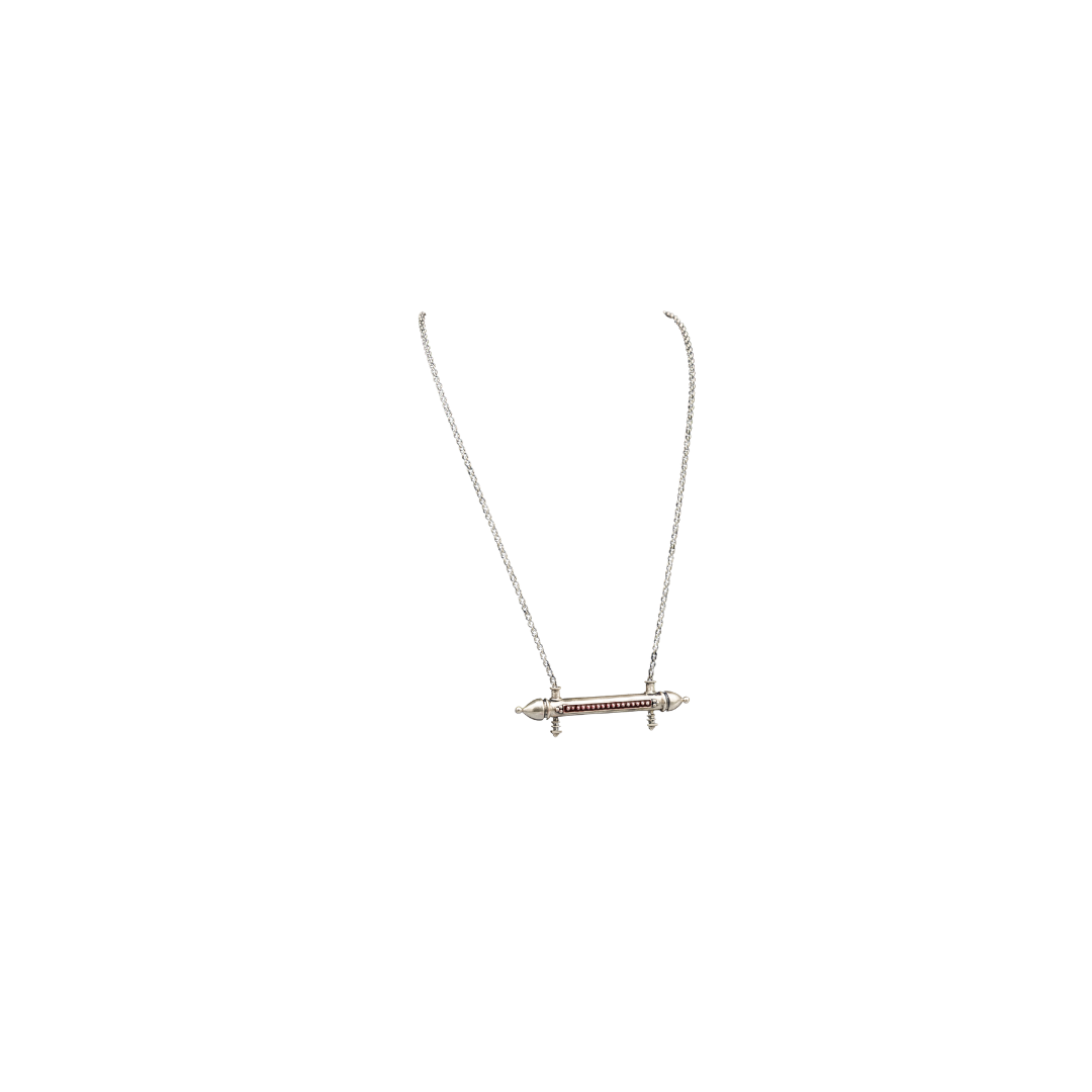 Turquoise Red Enamelled Mantra Necklace