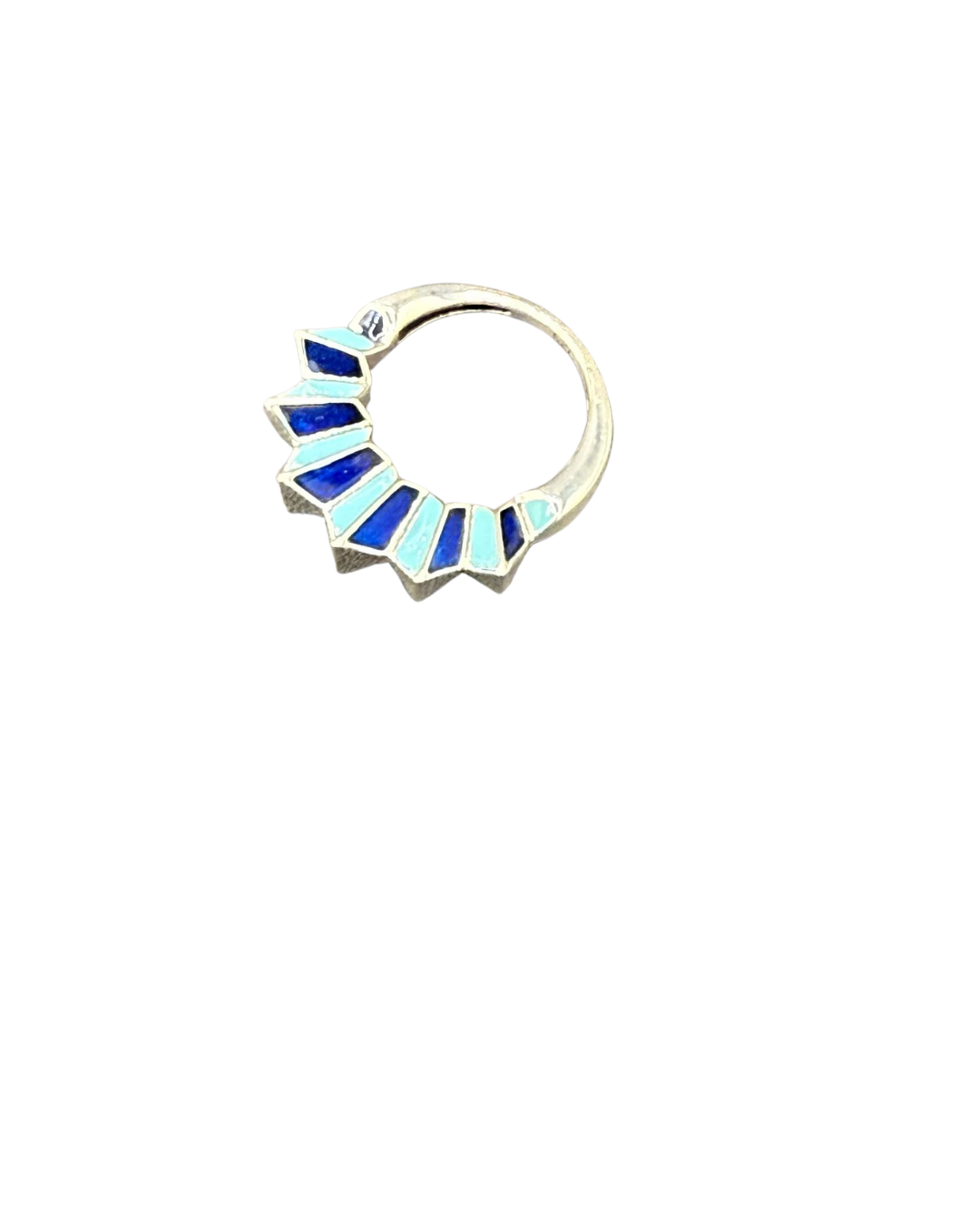 Blue Enamel Floral Ring