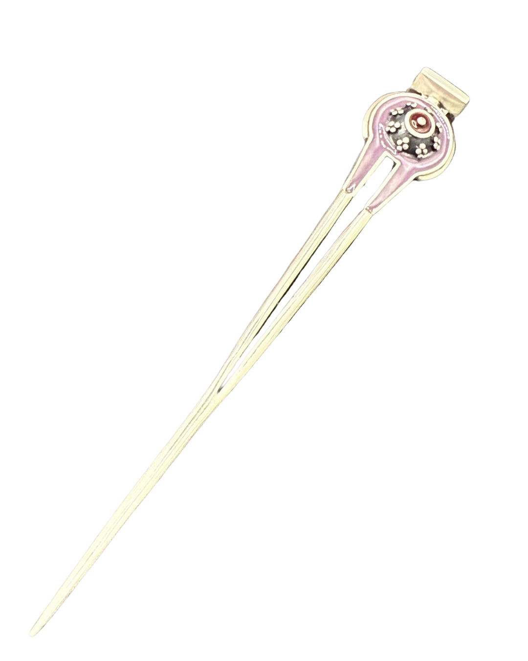 Purple Enamelled Silver-Plated Shivling Pyramid Hair Pin