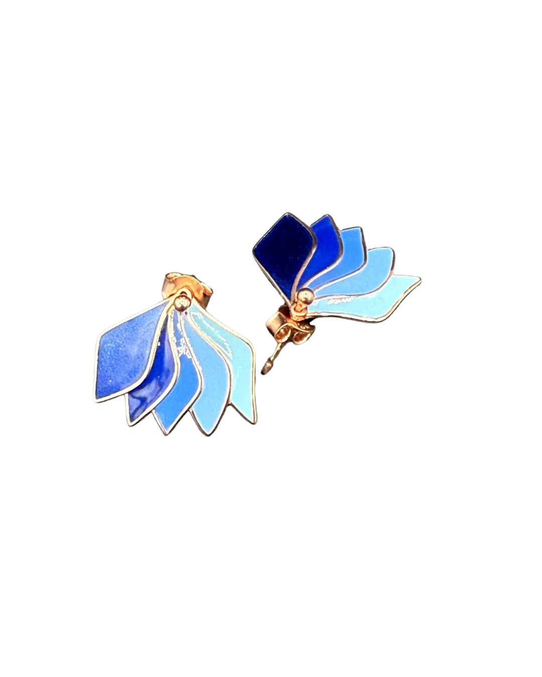 Blue Enamel Floral Ear Studs