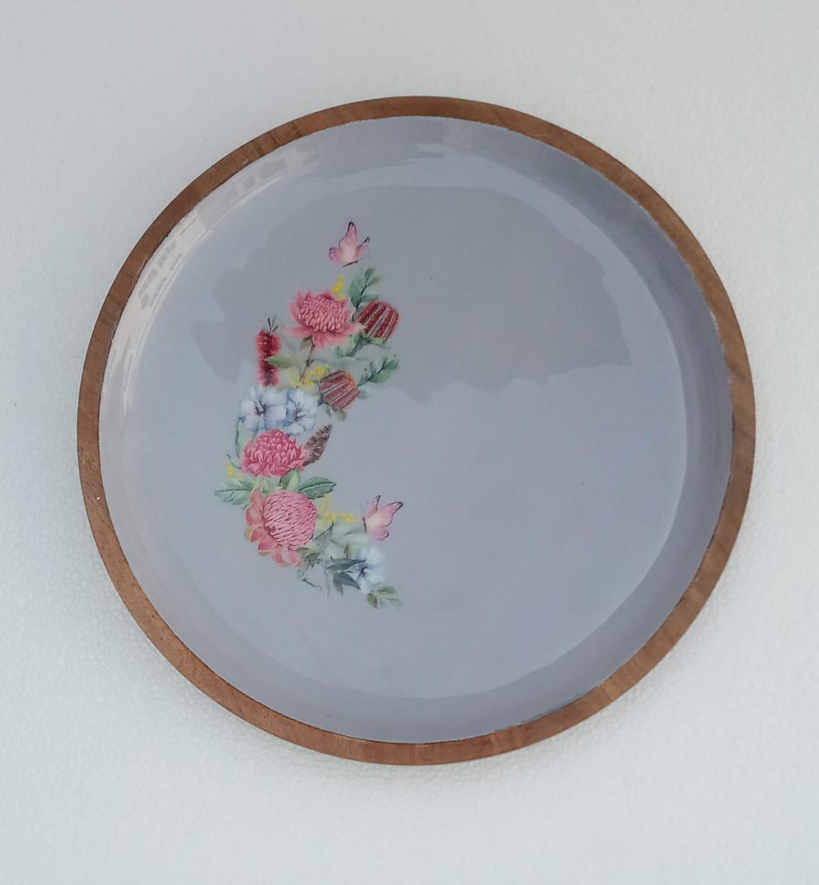 Wildflower Acacia Round Wood Platter