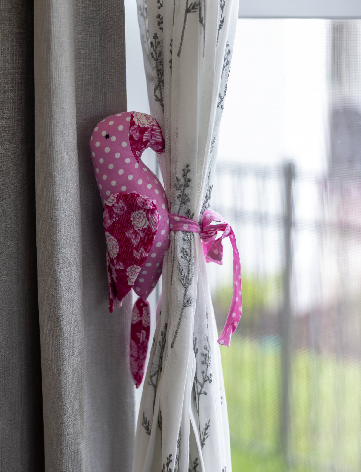 Pink Parrot - Curtain Tieback / Plush Toy