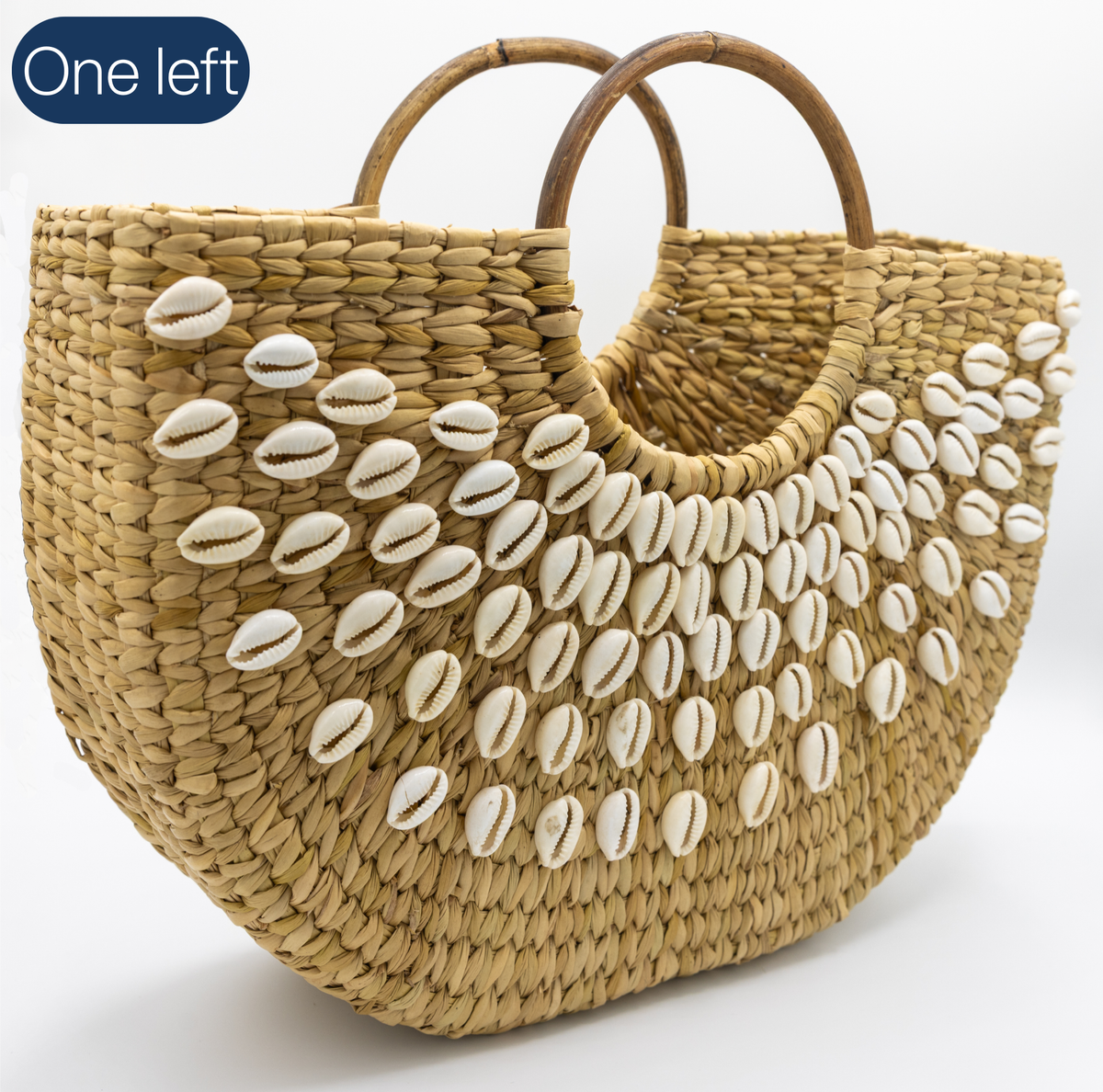 Shell Bloom Handcrafted Round Handle Straw Large Tote