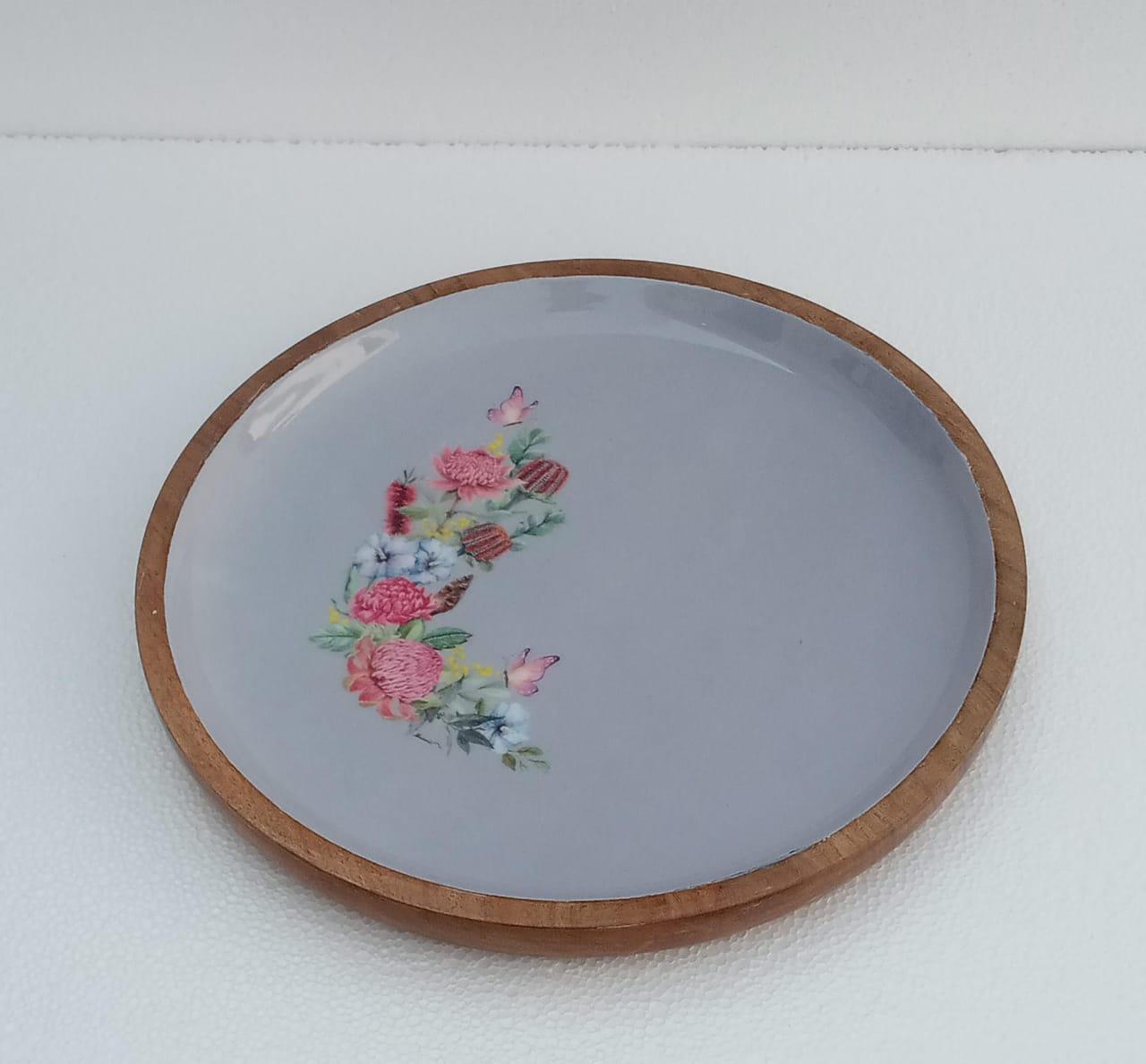 Wildflower Acacia Round Wood Platter